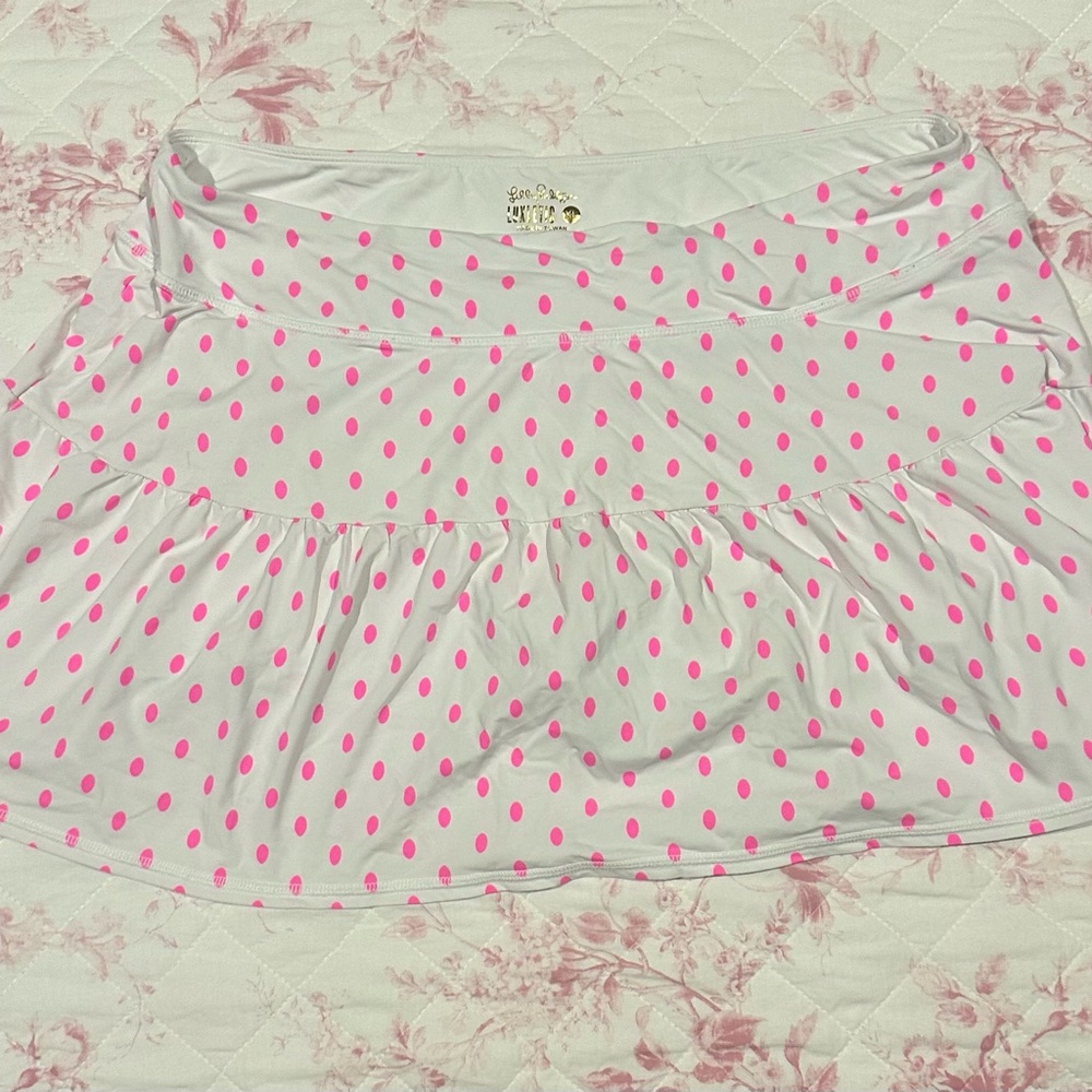 Lilly Pulitzer White and Pink Polka Dot Skort